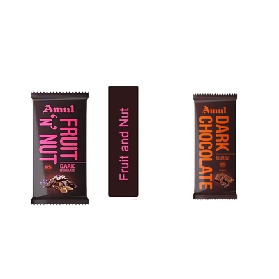 Picture of Amul Fruit N Nut Chocolate 40gm  1 pcs  and Dark Chocolate small 40g  1 pcs  BEST QUALITY  (1+1=2 pcs)