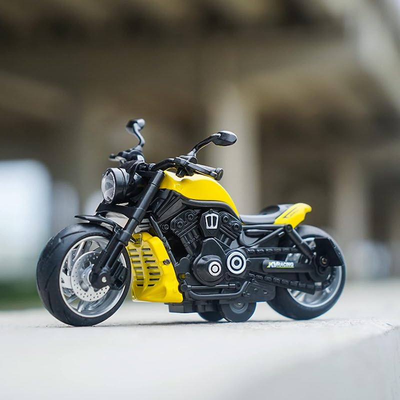 Picture of Pull Back Motorcycle Toys - Toy Motorcycle with Flashing Light up and Sounds for Aged 3+ Kids Christmas Birthday Gifts. (Yellow)