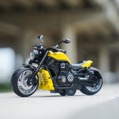 Picture of Pull Back Motorcycle Toys - Toy Motorcycle with Flashing Light up and Sounds for Aged 3+ Kids Christmas Birthday Gifts. (Yellow)