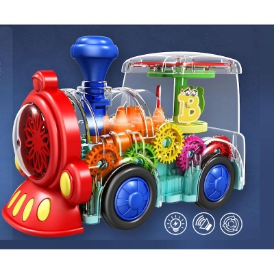 Picture of Concept Train Electric Transparent Gear Train Universal Walking Train Colorful Lights Musical Toys Children's Phone Toy Toys For Babies