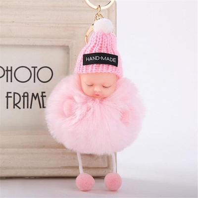 Picture of Cute Cartoon Sleeping Baby Cute Cartoon Doll Keychains Fur