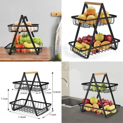 Picture of Fruit Basket, 2-Tier Countertop Fruit Bowl, Vegetable Storage, Vegetable Stand Kitchen Storage & Organisation, Fruit Rack Holder, Metal Decorative Baskets for Fruit, Vegetables, Eggs & Snacks