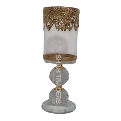 Picture of Pillar Candle Holders,Crystal Candle Holder with Lid for Pillar Candle,Candlesticks Holder with Crystal Ball for Coffee Dining Table, Wedding, Christmas, Halloween, Home Decor