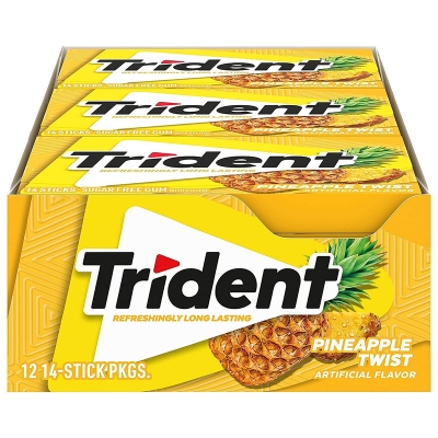 Picture of Trident Sugar Free Gum 12 Packs of 14 Pieces (168 Total Pieces) (Pineapple)