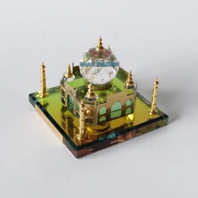 Picture of Most Popular Valentine's Day Gifts Metal & Crystal Taj Mahal Showpiece