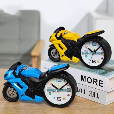 Picture of Motorcycle Alarm Clock Portable Battery Power Desktop Alarm Clock Watch For Children Friends Gift Table Decoration
