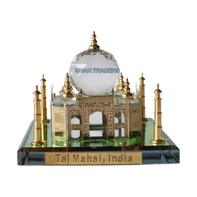 Picture of Collectible  Metal & Crystal Taj Mahal Showpiece, Medium, Multicolour