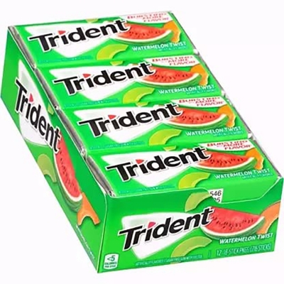 Picture of Trident Sugar Free Gum Watermelon Twist Chewing Gum 14 Sticks (Pack Of 12)