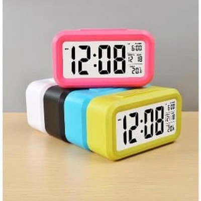 Picture of Thermoeter LED Display Time Alarm Clock Night Lights Thermoeter Lamp Snooze Rectangle Function Desk Clocks(Multicolor)