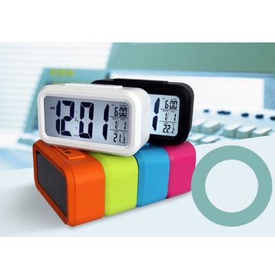 Picture of LED Display Time Alarm Clock Night Lights Thermoeter Lamp Snooze Rectangle Function Desk Clocks(Multicolor)