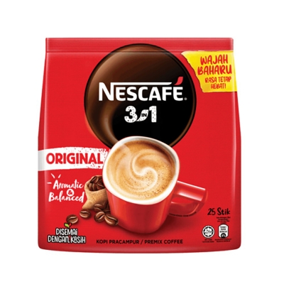 Picture of Nescafe Original 3 in 1 Coffee Mix (18gm x 25 stiks) 450gm (Malaysia)