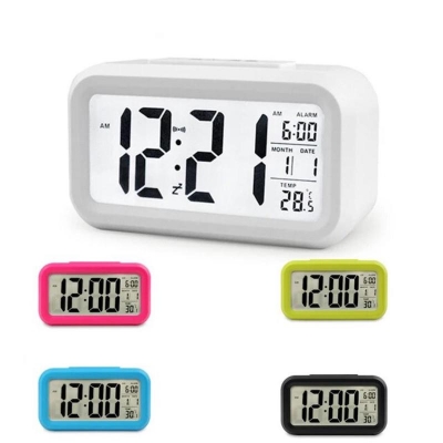 Picture of LED Display Time Alarm Clock Night Lights Thermoeter Lamp Snooze Rectangle Function Desk Clocks(Multicolor)