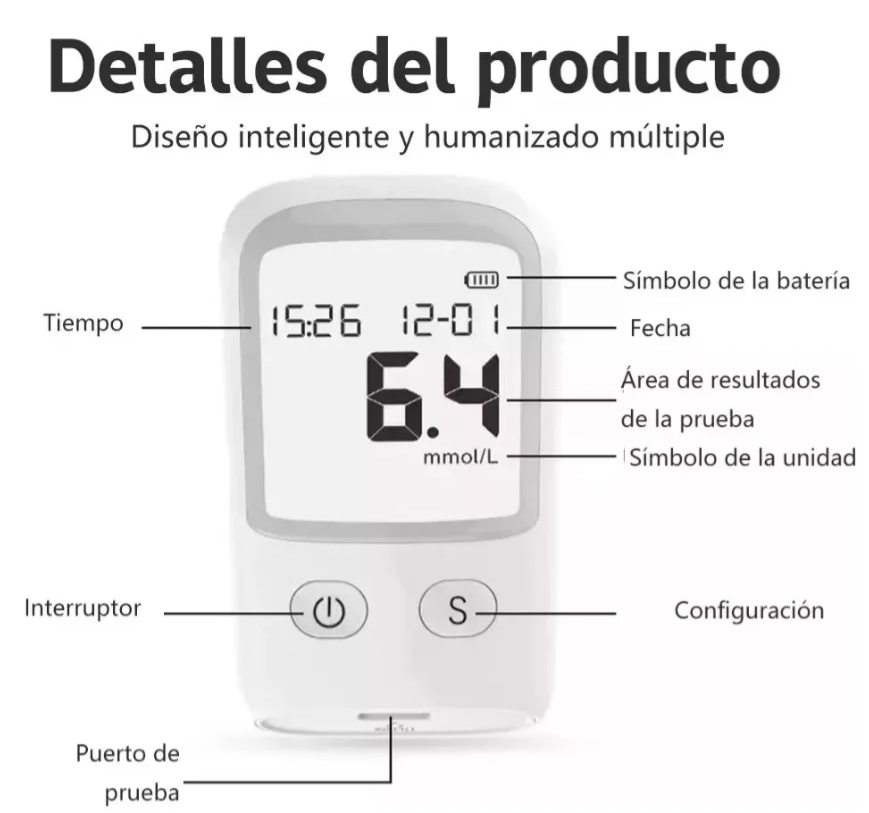 Picture of Smart Glucometer Blood Glucose / Sugar Test Meter / Blood Sugar Meter Diabetes Test Machine Blood Glucose Monitoring System | 50 Pcs free strips