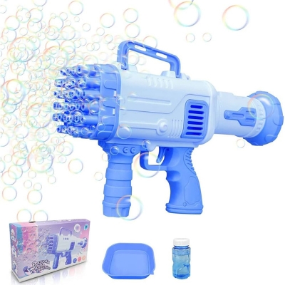 Picture of HK Toys Big Size 32 Holes Bubble Gun with Bubble Solution Rocket Boom Bubble Gun Bubble Makers for Kids. Multicolor (Note :- Use only New Batteries)