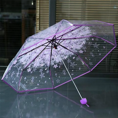 Picture of product image0 product image1 product image2 Transparent Flower Design Folding Women Fashion Umbrella