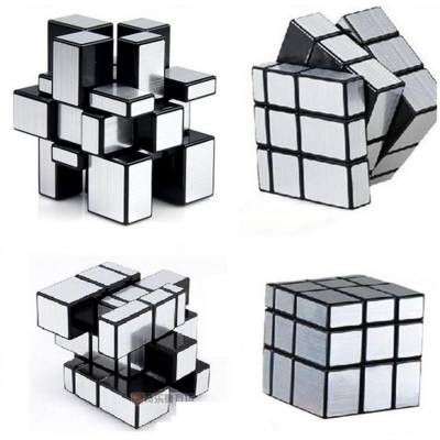 Picture of Mirror Cube 3x3 Speed Cube 3x3x3 Mirror Blocks Unequal Puzzle Silver Black 57mm