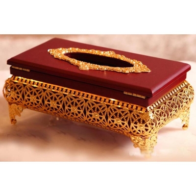 Picture of classical luxury European-style classical luxury high-end tissue box gold-plated pumping tray gift tissue holder