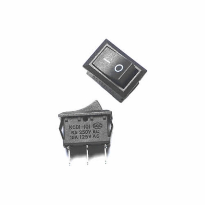 Picture of 2 Pcs Black Mini On Off Switch 6A-10A 250V KCD1- 3 Pin Snap-in On/Off Rocker Switch 22 x 15 mm