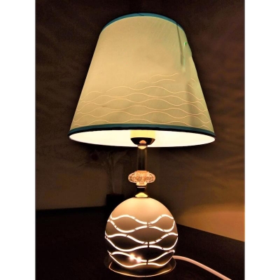 Picture of Decorative nordic modern luxurious unique bedroom bedside usb ceramic fabric table lamp