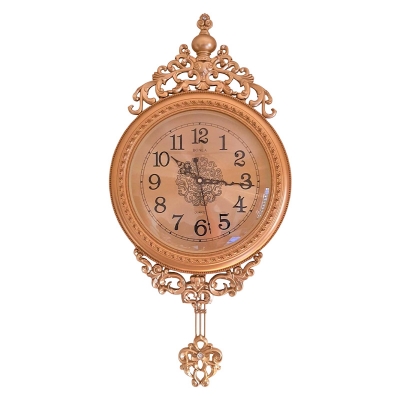 Picture of Elegant, Traditional, Decorative, Hand Painted Modern Grandfather Wall Clock Fancy Ethnic Luxury Handmade Decoration, Swinging Pendulum for New Room or Office. Large. 29.5 Inch.