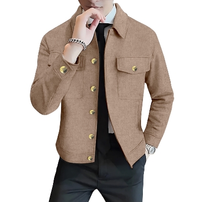 Picture of MEN'S Button-Up Shacket Jacket ( Brown+Khaki)