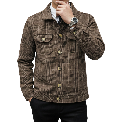 Picture of MEN'S Button-Up Shacket Jacket ( Brown+Black)