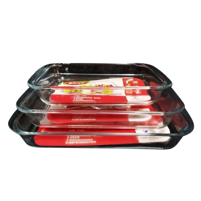 Picture of Oven Proof Glass Serving Dish - Transparent 3 Pcs Set