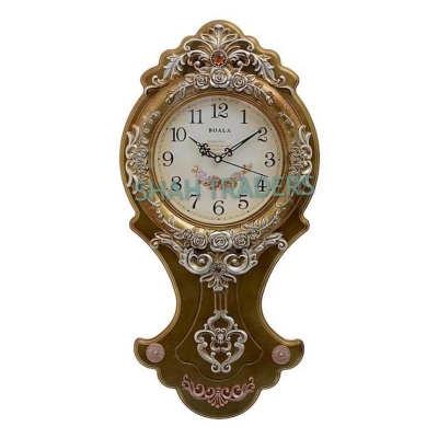 Picture of Vintage Metal Wall Clock Pendulum Brown Decorative Carved Rustic