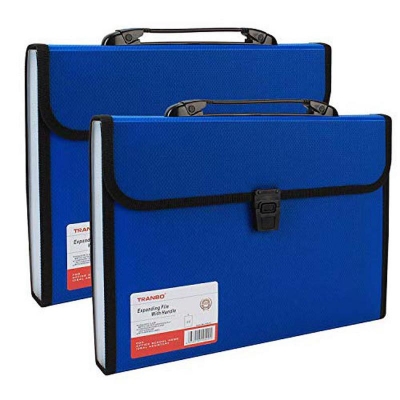 Picture of TRANBO Plastic File Folder with 12 Pockets, Handle, Index Tab, A4 Size, (Multicolor)