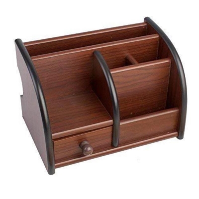 Picture of Ansari Crafts Brown Wooden Desk Organizer/Table Storage Organizer Box, For Office