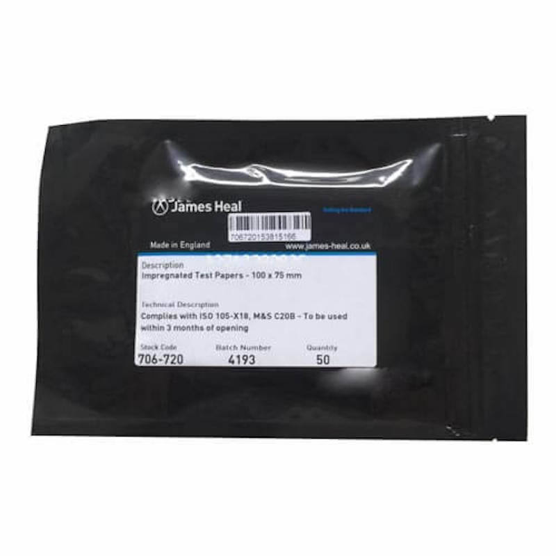 Picture of James Heal Impregnated Test Paper 100mm x 75mm Test Fabrics