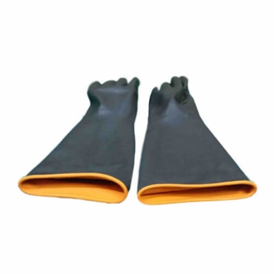 Picture of 18 Inch Industrial Heavy Duty Rubber Hand Gloves- Black Color