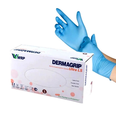 Picture of Dermagrip Ultra Nitrile Hand Gloves 1 Box Blue Color, Large Size