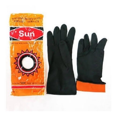 Picture of Sun Industrial Hand Glove Rubber Made Black Safety Gloves 1 Pair
