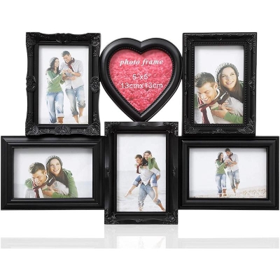 Picture of ARPAN Vintage Style 6x4'' Multi 6, Aperture Picture Photo Frame Black or White (Black)