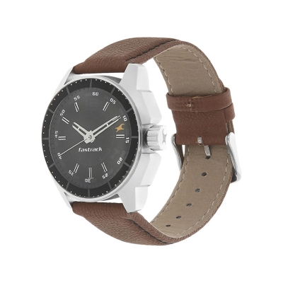 Picture of Fastrack 3089SL05 Analog Black Dial Leather Watch for Guys
