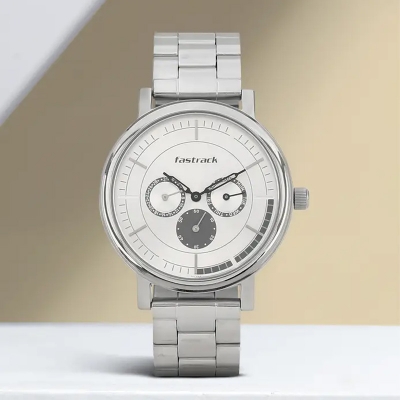 Picture of Fastrack 3276SM01 White Multifunction Chain Watch for Guys