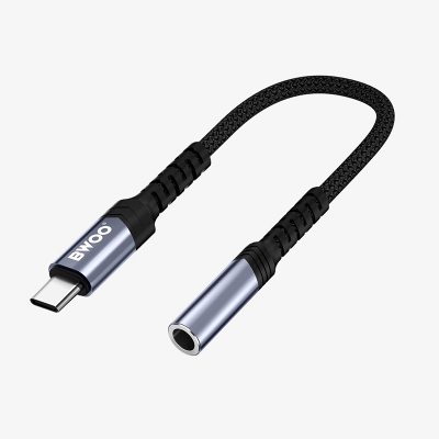 Picture of Bwoo BO-BZ47 USB Type-C Male to 3.5mm Female, 0.1 Meter, Black Audio Converter