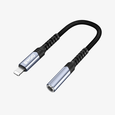 Picture of Bwoo BO-BZ48 Lightning Male to 3.5mm Female, 0.1 Meter, Black Audio Converter