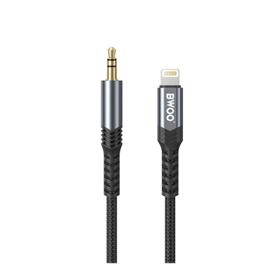 Picture of Bwoo BO-AUX068 Lightning Male to 3.5mm Male, 1.2 Meter, Black Audio Cable