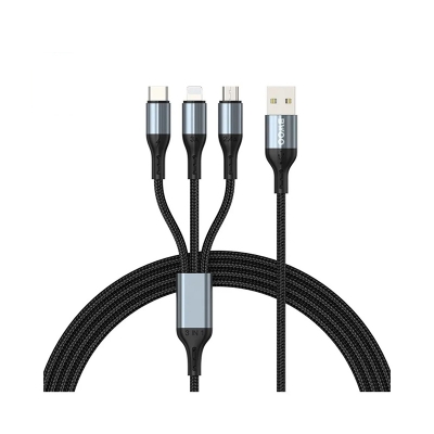 Picture of Bwoo BO-X274 USB Male to USB-C,Lightning & Micro-USB Male, 1.2 Meter, Black Charging & Data Cable