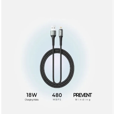 Picture of Bwoo BO-X288L-2M USB Male to Lightning Male, 2 Meter, Black Charging & Data Cable