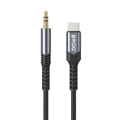 Picture of Bwoo BO-AUX066 USB Type-C Male to 3.5mm Male, 1.2 Meter, Black Audio Cable