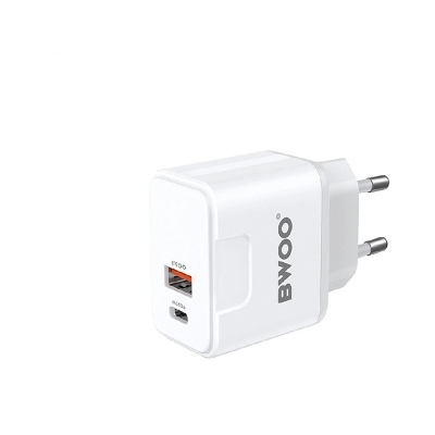 Picture of Bwoo BO-CDA157C-C 20W QC 3.0 USB & USB-C White Charger / Charging Adapter (EU)