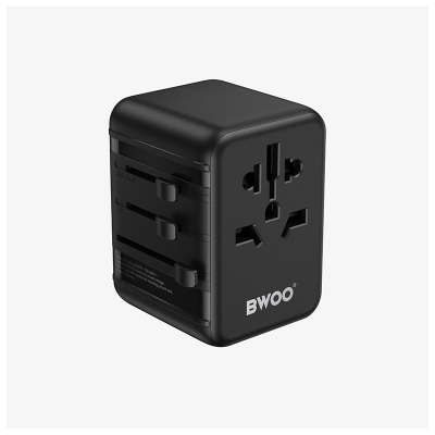 Picture of Bwoo BO-UC08 20W GaN Dual USB & USB-C Black Universal Travel Charger / Charging Adapter