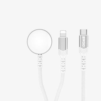 Picture of Bwoo BO-WL21 White 2 in 1 Magnetic Wireless Charger With Lightning Cable
