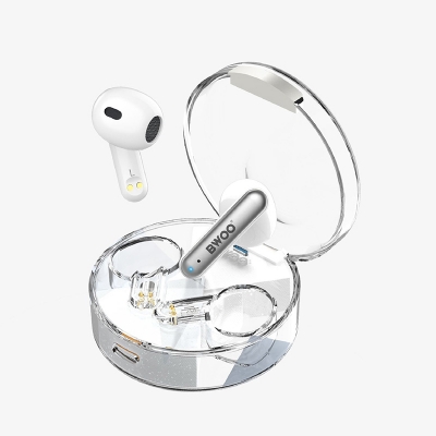 Picture of Bwoo BO-BW95-WH White TWS Bluetooth Transparent Earbuds