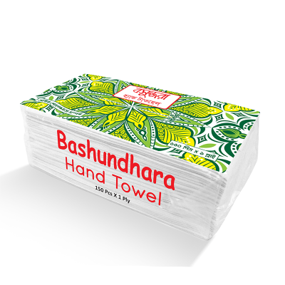 Picture of Bashundhara Hand Towel 1 ply X 150 pcs  FINE White / Master Poly