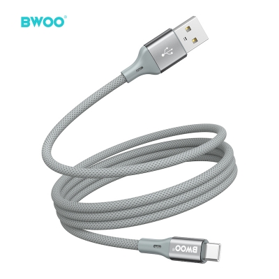 Picture of Bwoo BO-X311C USB Male to USB Type-C Male, 1 Meter, Grey Braided Charging & Data Cable