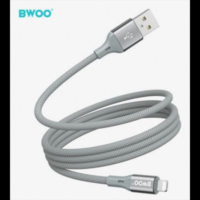Picture of Bwoo BO-X311L USB Male to Lightning Male, 1 Meter, Grey Braided Charging & Data Cable